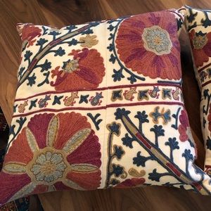 Set of two 20”x20” Pottery Barn embroidered pillow covers